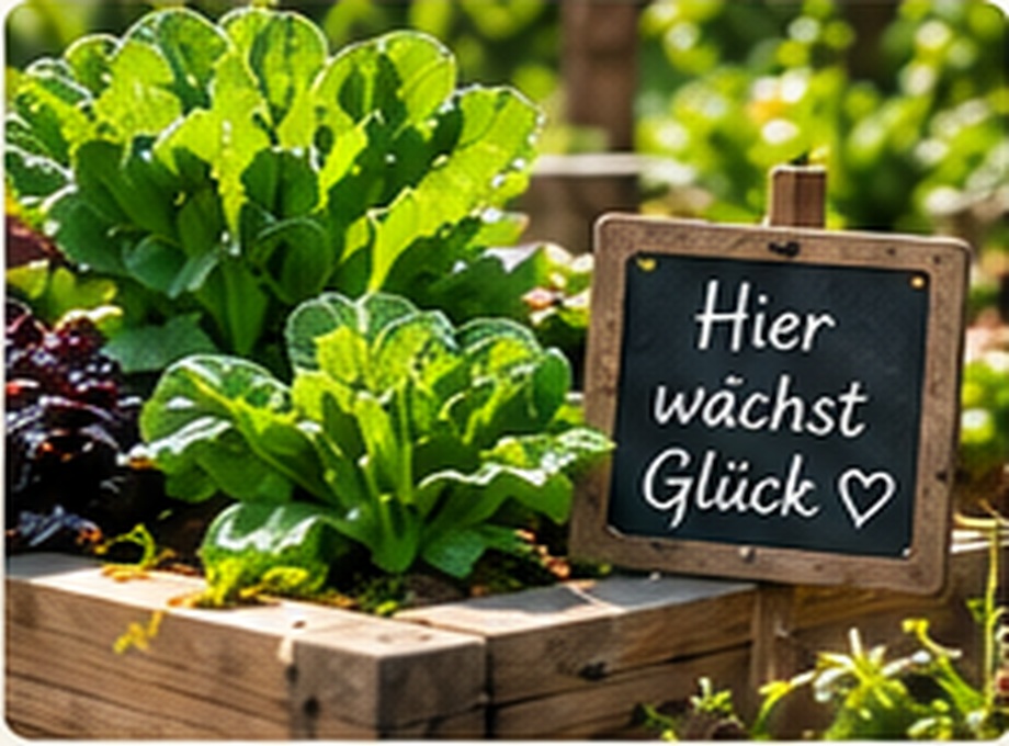 Gemüsebeet im Garten mit Salatpflanzen