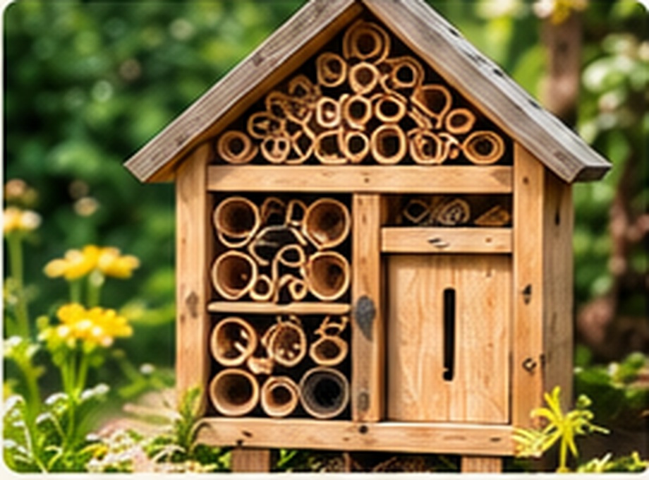 Selbstgebautes Insektenhotel im Garten